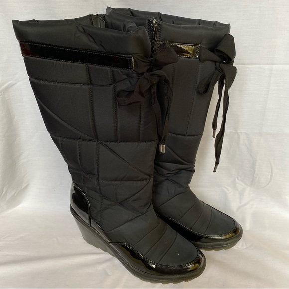 Cougar Black Tall Wedge Boots 10 - Picture 1 of 10